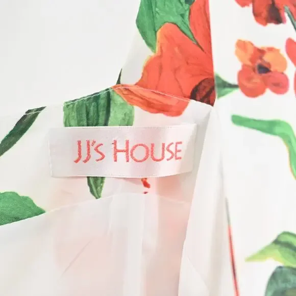 JJS HOUSE Floral Maxi Dress‎ Size XL White Tiered Ruffle Square Neck Cottagecore